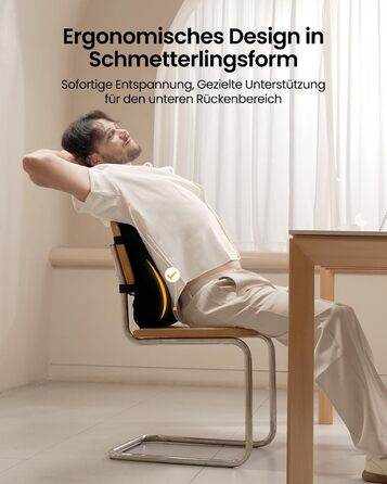 Підпорка для спини ProtoArc з піною Memory Foam, для офісного крісла, авто та столу, чорна