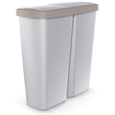 Контейнер для сміття Duo Сірий/Темно-коричневий 50 л 55x25x57см