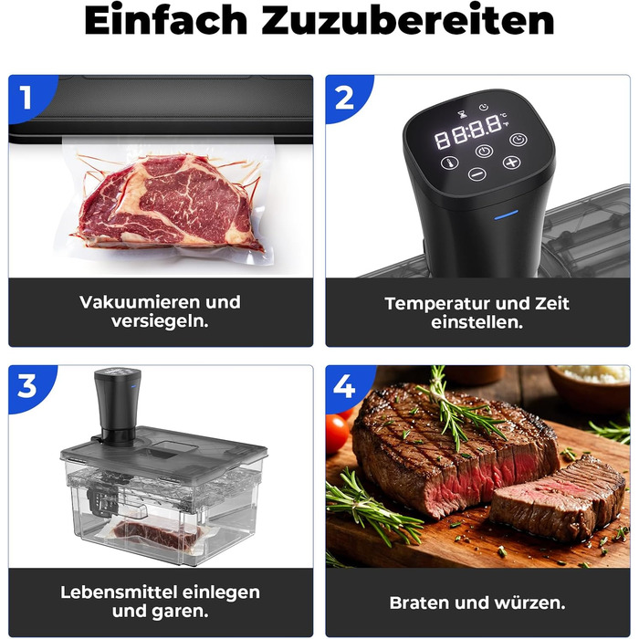 Су-від кухонний прилад Sous Vide Garer Stick 1000W з резервуванням, прецизійний посуд для приготування їжі, іммерсійний циркулятор