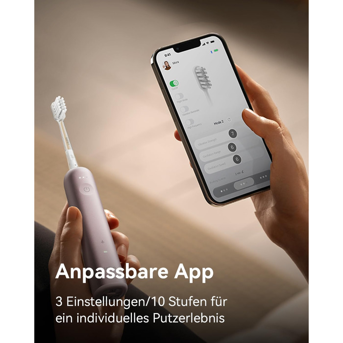 Laifen Wave - електрична звукова зубна щітка з 3 насадками, водонепроникна (IPX7), для дорослих (рожева)
