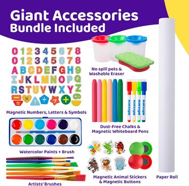 Дитяча мольберт Blue Squid Kinder Staffelei: регульована висота, двосторонній, з крейдяною та магнітною дошкою, рулоном паперу, 100+ аксесуарів, для дітей 3-12 років, преміум-якість 2025