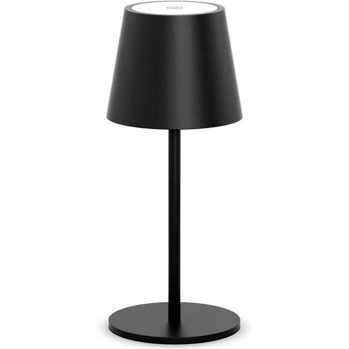 Лампа настільна LED акумуляторна Lundwa 26см, 5000mAh, 3W, 3000K, IP54, для кемпінгу, ресторану, спальні, бару (Чорний, 1 шт.)