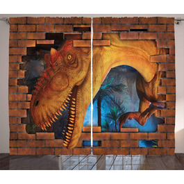 Штора ABAKUHAUS Dino, цегляна стіна, 280x225 см, помаранчева аква