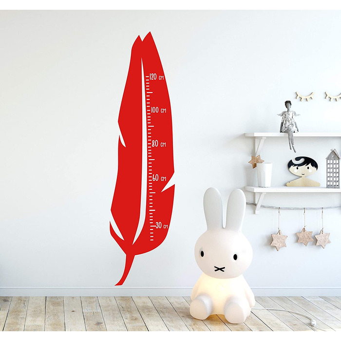 Планка для дитячої наклейки на стіну, наклейка на стіну, вимірювання зростання, настінна наклейка, шкала (перо, червоний)