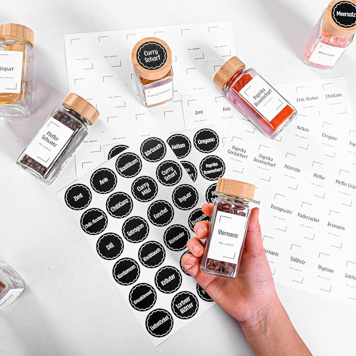 Набір бамбукових контейнерів для спецій на 24 шт. (120 мл) з воронками та етикетками