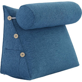 Подушка для спини, трикутна подушка для тіла, підголовник, подушка для ліжка, спинка для дивана, велика подушка для тіла, 60 см (Блакитний)