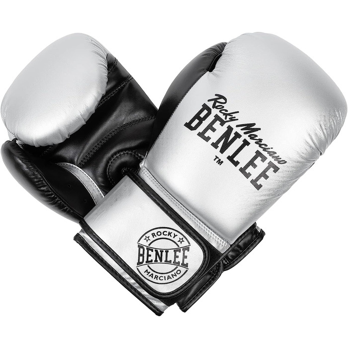 Боксерські рукавички Benlee зі штучної шкіри (1 пара) Карлос 08 унцій Срібло / Чорний