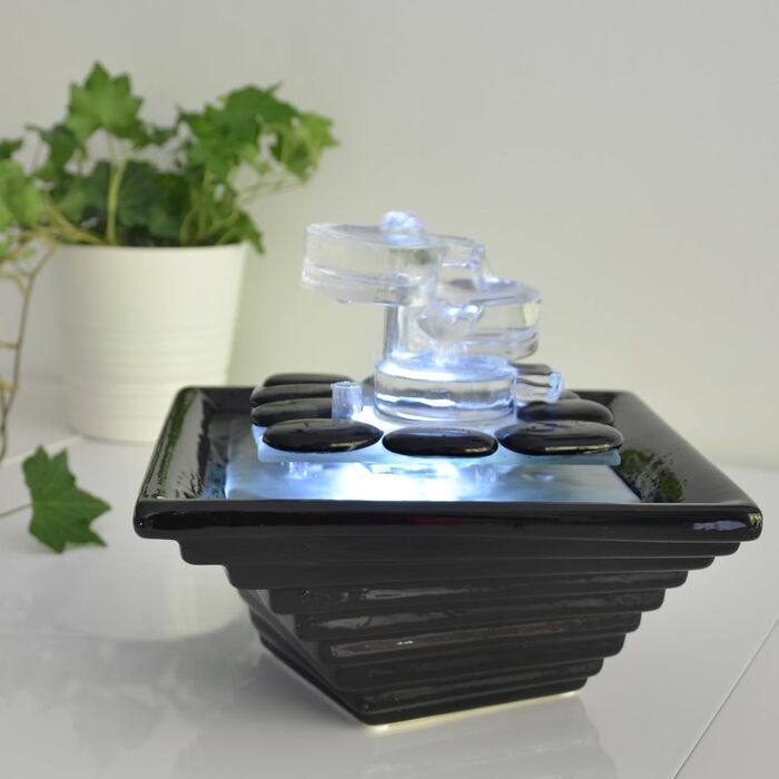 Внутрішній фонтан з кераміки та скла, декор для медитації, чаша Zen, подарунок, 20x23x23 см, Himalaya Zen'light