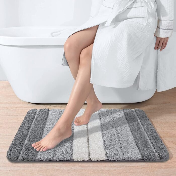Килимок для ванної кімнати DEXI нековзний, поглинаючий, м'який, можна прати в пральній машині (60x90см, сірий)