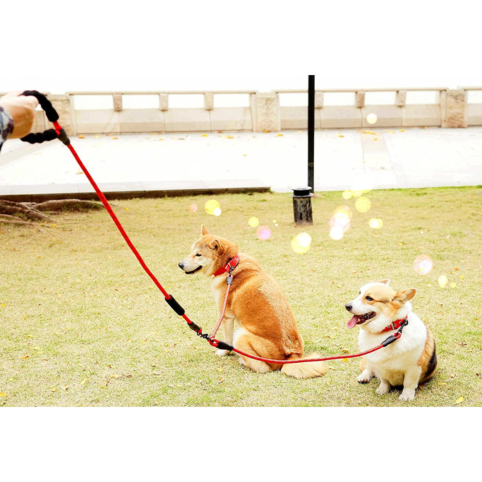 Повідець для собак DUORRYAN для 2 собак, подвійний повідець для собак, що повертається на 360 градусів, без сплутування, світловідбиваючий ремінь для великих собак (синій)