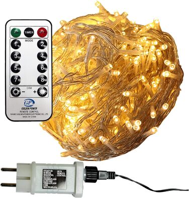 Світлодіодні казкові ліхтарі теплий білий зовнішній таймер пульт дистанційного керування програма затемнення (кабель прозорий, G) 480 LED 38 м), 960