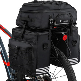 Водонепроникна сумка для велосипедного багажу XIQI, сумка для багажу 3 в 1, набір велосипедних сумок 48 л, велосипедні сумки, рюкзак і сумка через плече, багатофункціональні багажні сумки для електронного велосипеда MTB Black