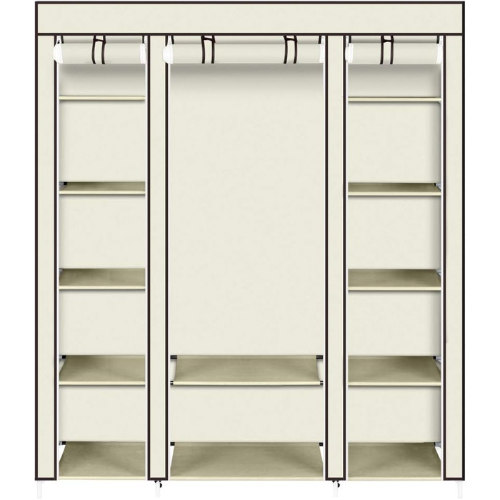 Шафа-купе розкладна з штангою для одягу та полицями, 150x45x175 см, бежева, для спальні/вбиральні