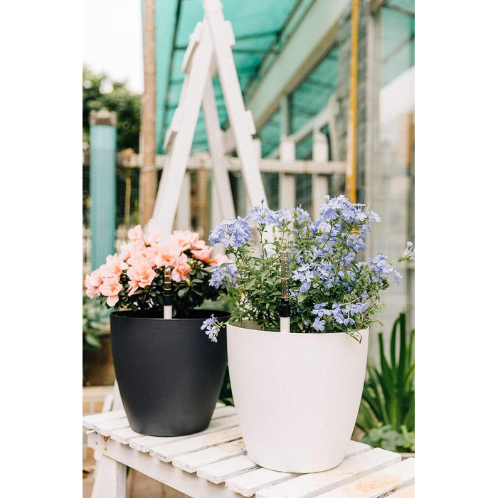 Набір горщиків для квітів T4U 15см з автополивом та індикатором рівня води, 4 шт. (білий, 22*21см)