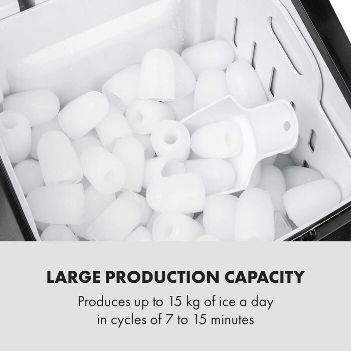 Машина для приготування льоду Klarstein Eiswürfelmaschine, 2.9 л, чорна, самоочищення