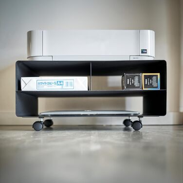 Стол для принтера Yamazaki 4349 Tower, чорний, сталь, мінімалістичний дизайн, 48 x 37 x 19 см