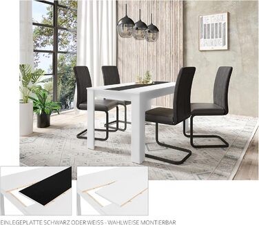 byLIVING Стільниця для кухні Nori: дерев'яний стіл 160x90 см, ефект дуба, знімні вставки чорного/білого кольору, висота 75 см