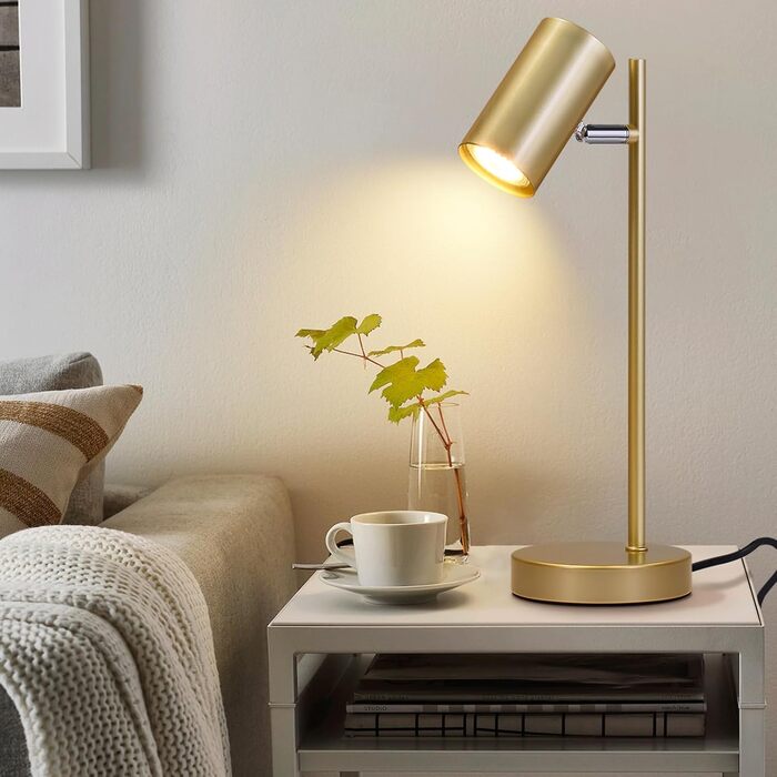 Настільна лампа 2ER Gold: регульована, для спальні, вітальні, офісу, з металу, з вимикачем