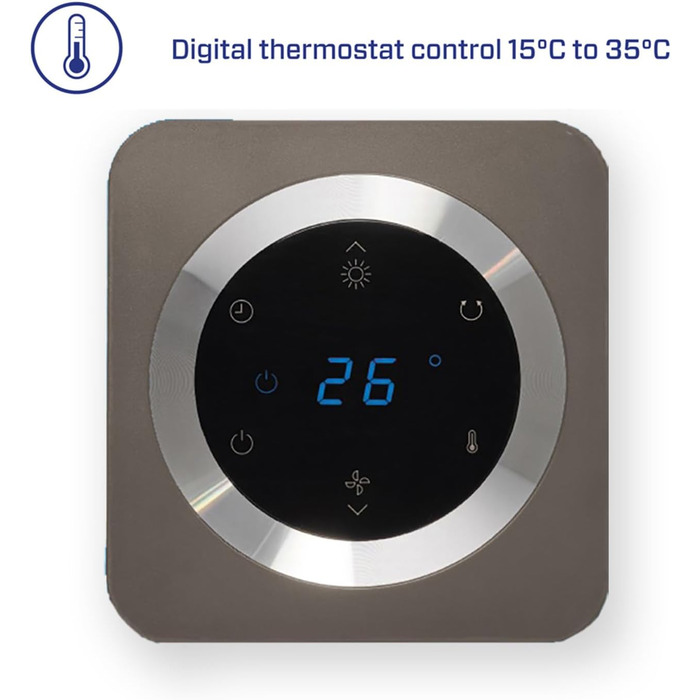 Обігрівач та вентилятор 2-в-1 Clean Air Optima CA-904G Smart: дизайн, 1000/2000 Вт, термостат, осциляція 80º, для приміщень до 40 м² (коричневий)