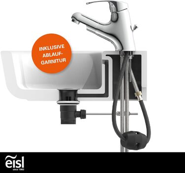 Змішувач для ванної кімнати Vico з висувною лійкою для миття волосся, водозберігаючий кран, хром