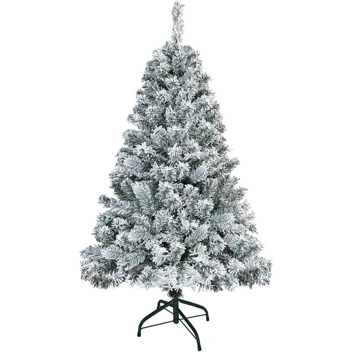 Штучна Різдвяна ялинка UISEBRT-Зелена штучна ялинка з ПВХ Ялинка для різдвяного декору, натурально-біла зі сніжинками, з вкл. Металева підставка (120 см, з ефектом снігу)