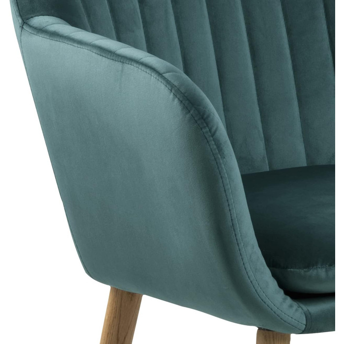 AC Design Furniture Стілець для їдальні Wendy, 57x61x83 см, смарагдовий/дуб, велюр/дуб, 1 шт.