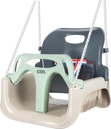 Дитяча гойдалка COIL 3-в-1 для дому та вулиці з регулюванням спинки, оливковий колір