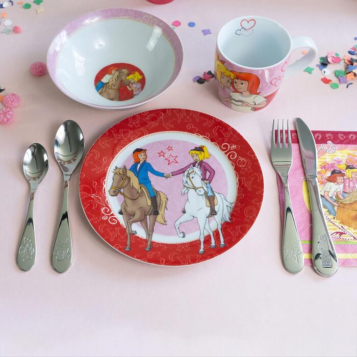 Набір дитячого посуду Kinderbesteck Set від GEDA LABELS (Bibi & Tina) з гравіюванням - персоналізований посуд з ім'ям або датою