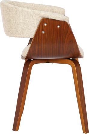 Стільці для їдальні CLP Bruce з тканинним покриттям, дерев'яним каркасом, чорного кольору для їдальні або кухні | Крісло витримує до 150 кг, колір: Кремовий, колір каркасу: горіх (горіх)