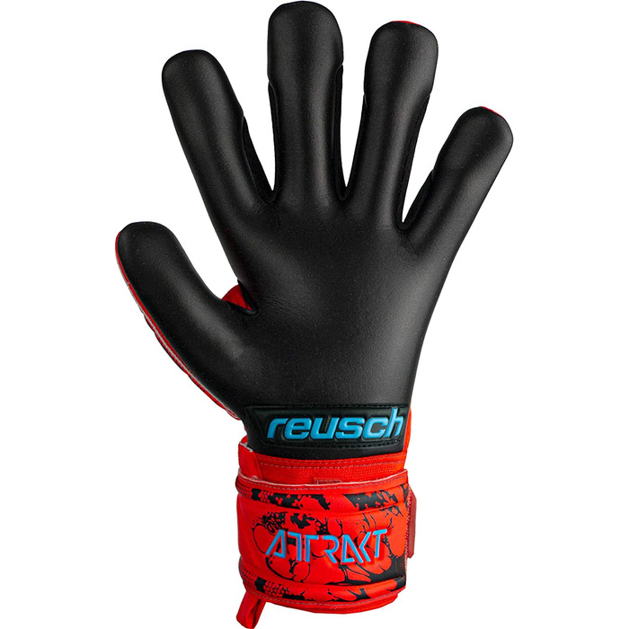 Молодіжні воротарські рукавички Reusch унісекс Attraction Evolution Finger Support Junior з хорошим захопленням і внутрішнім швом 7 червоний / синій / чорний