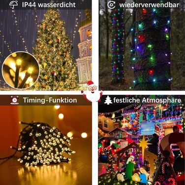 Гірлянда світлодіодна Hopelit 50 LED, 5 м, кольорова, на батарейках, з таймером, 8 режимів, вологостійка, для декору саду, вечірки, ялинки