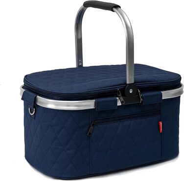 Складна водонепроникна велика сумка для пікніка, покупок або холодильника з ремінцем - 30 л (темно-синій, стьобаний)