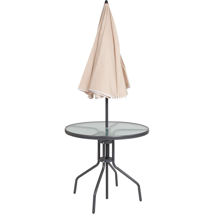 Садовий набір меблів Flash Furniture Nantucket 6 предметів коричневий з столом, парасолькою та 4 складними стільцями сірого кольору