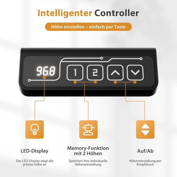 Регульований стіл для роботи з USB-C, електричний, з пам'яттю, стоячи/сидячи, комп'ютерний, для офісу, білий Pro, 200 x 80 см