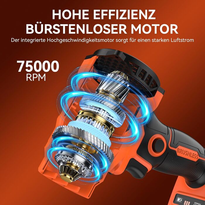 Акумуляторний повітродувач Bravolu 21V, 210 км/год, 4.0 Ah, 6 швидкостей (5200mAh)