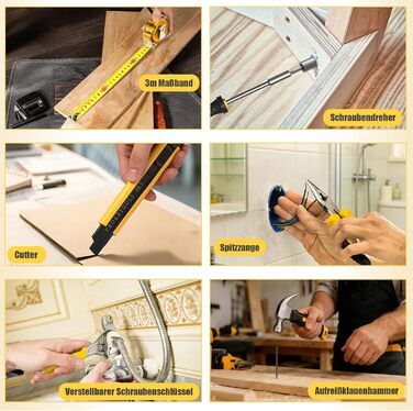 Набір інструментів Sundpey 166 предметів з акумуляторною викруткою 12V для дому, ремонту та саду (жовтий)