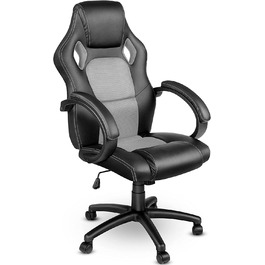 Офісне крісло TRESKO Racing Executive Chair, 14 кольорів, м'які підлокітники, коромисловий механізм, підйомник SGS (сріблястий)