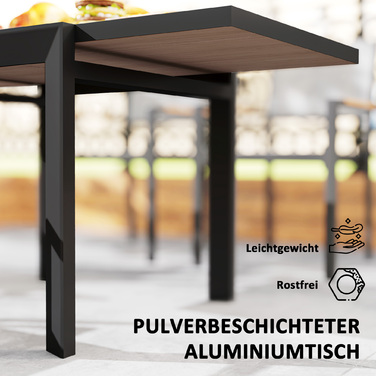 Розсувний алюміній Outsunny Garden Table 80/160x80 см Атмосферостійкий балконний стіл Нековзний фуршетний стіл Кемпінговий стіл на 6 осіб Стіл для патіо Відкритий обідній стіл для саду, патіо Балкон з натурального дерева