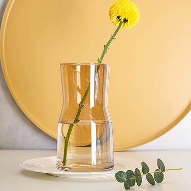 Прозора скляна ваза, кришталева декоративна ваза для квітів, контейнер для рослин для домашнього офісу, подарунок на весілля, новосілля (Бурштин)