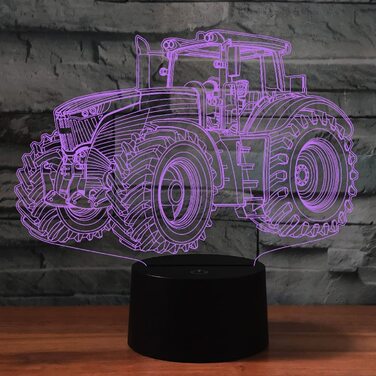 Лампа для трактора з дистанційним управлінням, 16 кольорів, приліжкові світильники, ілюзійна акрилова світлодіодна настільна приліжкова лампа, прикраса для дитячої кімнати, столу, мила іграшка на день народження для дітей і дорослих, 3D