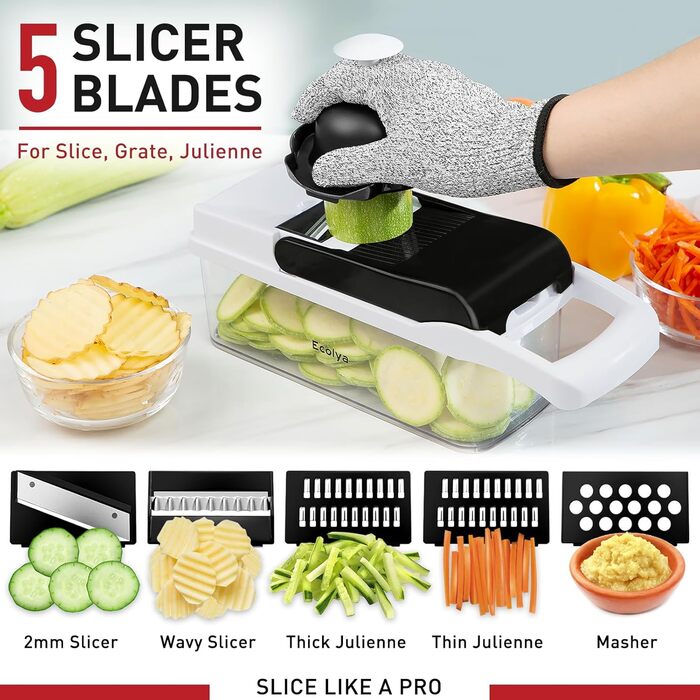 Багатофункціональний набір для нарізки овочів 25-в-1: слайсер, спіралайзер, нарізчик, шинкувальник, з контейнером, з нержавіючої сталі