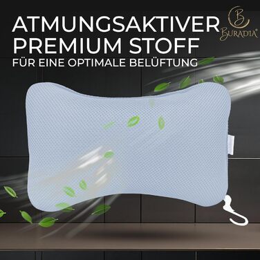 Подушка для ванни з сіткою для прання - Максимальний комфорт та розслаблення з новітньою технологією Air Mesh - Подушка для ванни з 4 міцними присосками - Підтримка шиї/голови (Світло-блакитний)