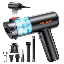 Акумуляторний ручний пилосмик SEALIGHT 32000Па, бездротовий автомобільний міні-пилосос 4-в-1 з безщітковим двигуном для шерсті тварин, авто та дому, темно-сірий матовий чорний