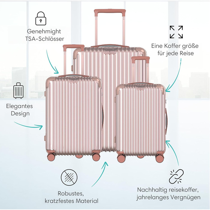 Набір валіз Voyagoux 2 шт. (40L + 116L) з ABS, TSA-замком, 4 колеса, рожеве золото