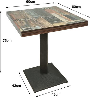 Стол кухонний Homewell квадратний на одній ніжці, для 4 осіб, 60x60x75 см, коричневий (вінтажний квітковий принт)