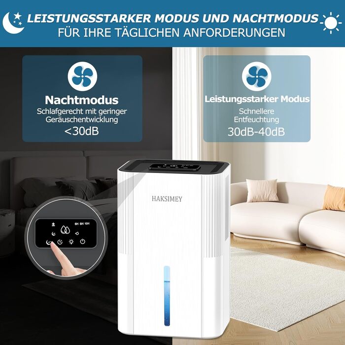 Електричний осушувач повітря 2800 мл з функцією відтавання та таймером, тихий осушувач для дому, підходить для підвалу, ванної кімнати, з 7-кольоровим LED-підсвічуванням та нічним режимом