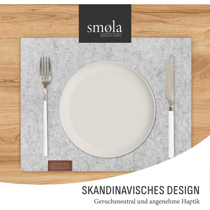 Набір з 12 елементів Smøla: преміальний фетровий набір для сервірування столу з підставками I Темно-сірий, миючий, для посуду I Декор для літа