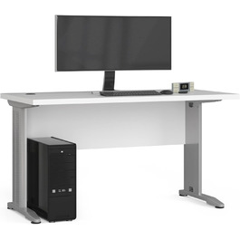 АКОРД Письмовий стіл Офісний стіл Комп'ютерний стіл з металевими ніжками Ширина 135 см Стіл для ноутбука для домашнього офісу Сучасний дизайн Край ABS Ламінована плита 32 см Білий