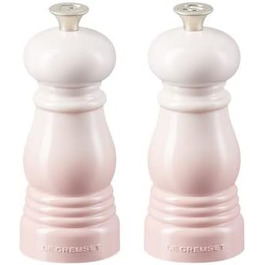 Набір Le Creuset Kleines Mühlenset: соляна та перечна мельниця, ABS-пластик, 5x5x12.1 см, керамічний млин, рожевий (Shell Pink)