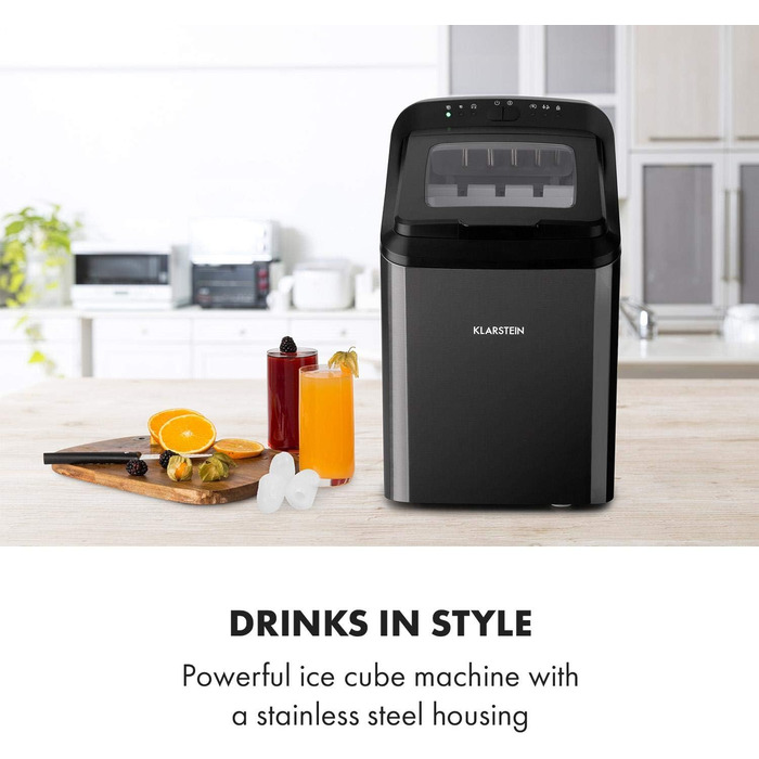 Машина для приготування льоду Klarstein Eiswürfelmaschine, 2.9 л, чорна, самоочищення